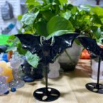 Natural obsidian carved bat ornaments Halloween hot