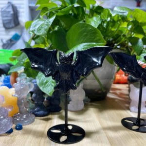 Natural obsidian carved bat ornaments Halloween hot