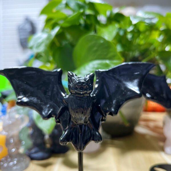 Natural obsidian carved bat ornaments Halloween hot