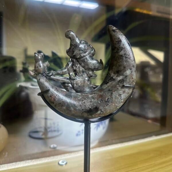 Natural flame stone carved Moon Witch, exquisitely crafted, popular new style