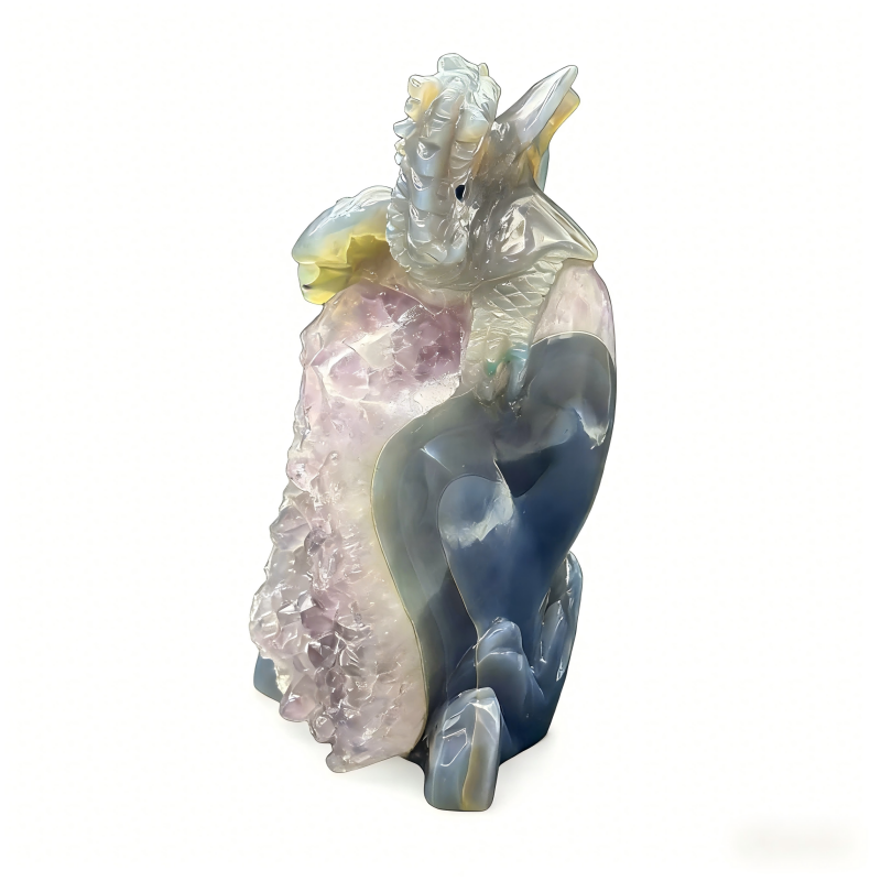 Agate Amethyst Cave Carving of a Western Dragon 1.54kg