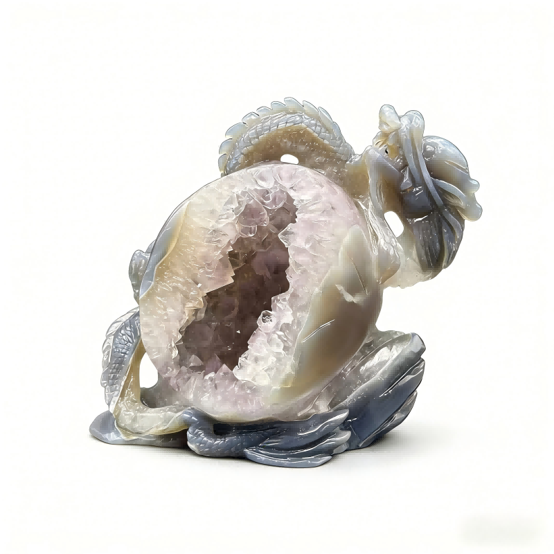 Agate Amethyst Cave Carving of a Chinese Dragon 1.36kg