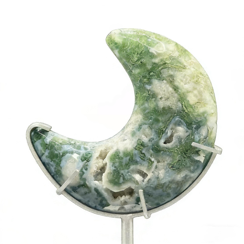 Moss Agate Moon | Calming Crystal for Growth & Harmony