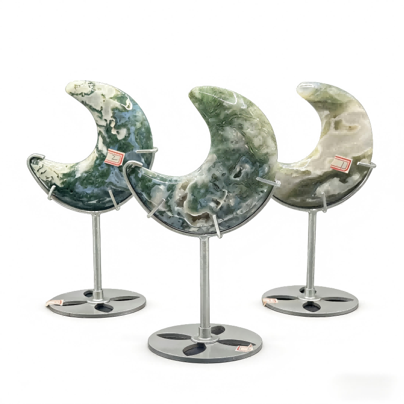 Moss Agate Moon | Calming Crystal for Growth & Harmony