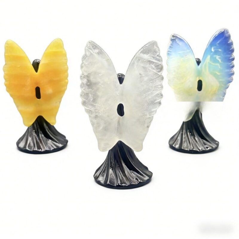 High Quality Black Obsidian Angel Hand Carved Fairy Feng Shui Style Polished Technique Figurine