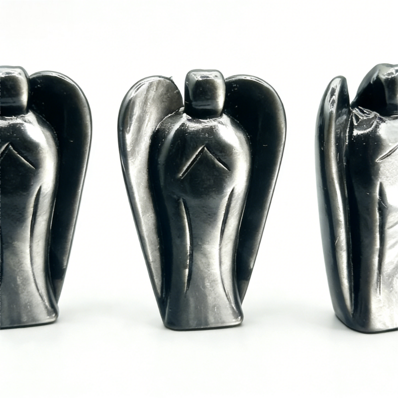 Factory Natural Mascot Feng Shui Figurines Spiritual Product Healing Crystal Crafts Silver Obsidian Angel for Home Decoration